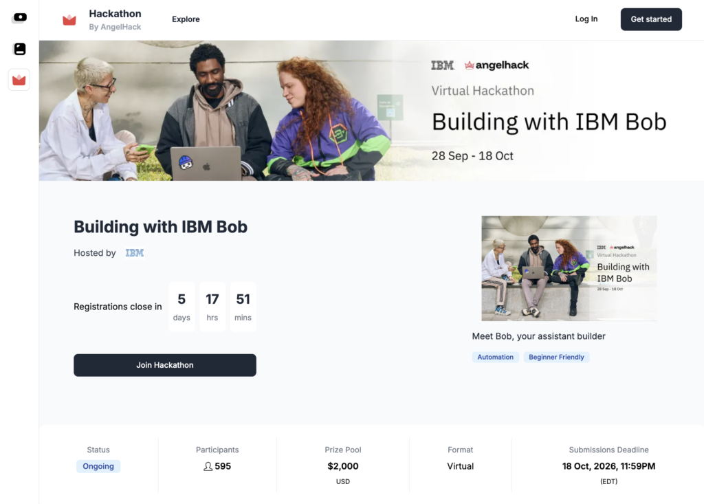 How to Host a Virtual Hackathon on the AngelHack Platform 1 IBM hackathon page