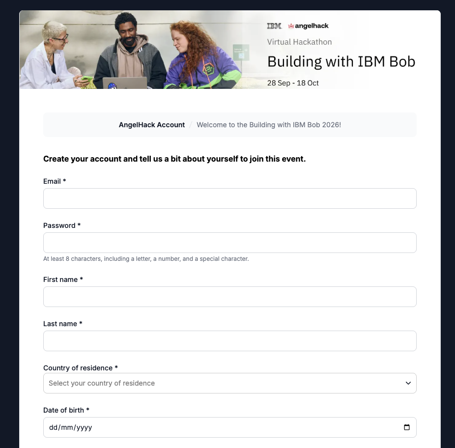How to Host a Virtual Hackathon on the AngelHack Platform 3 IBM Hackathon form